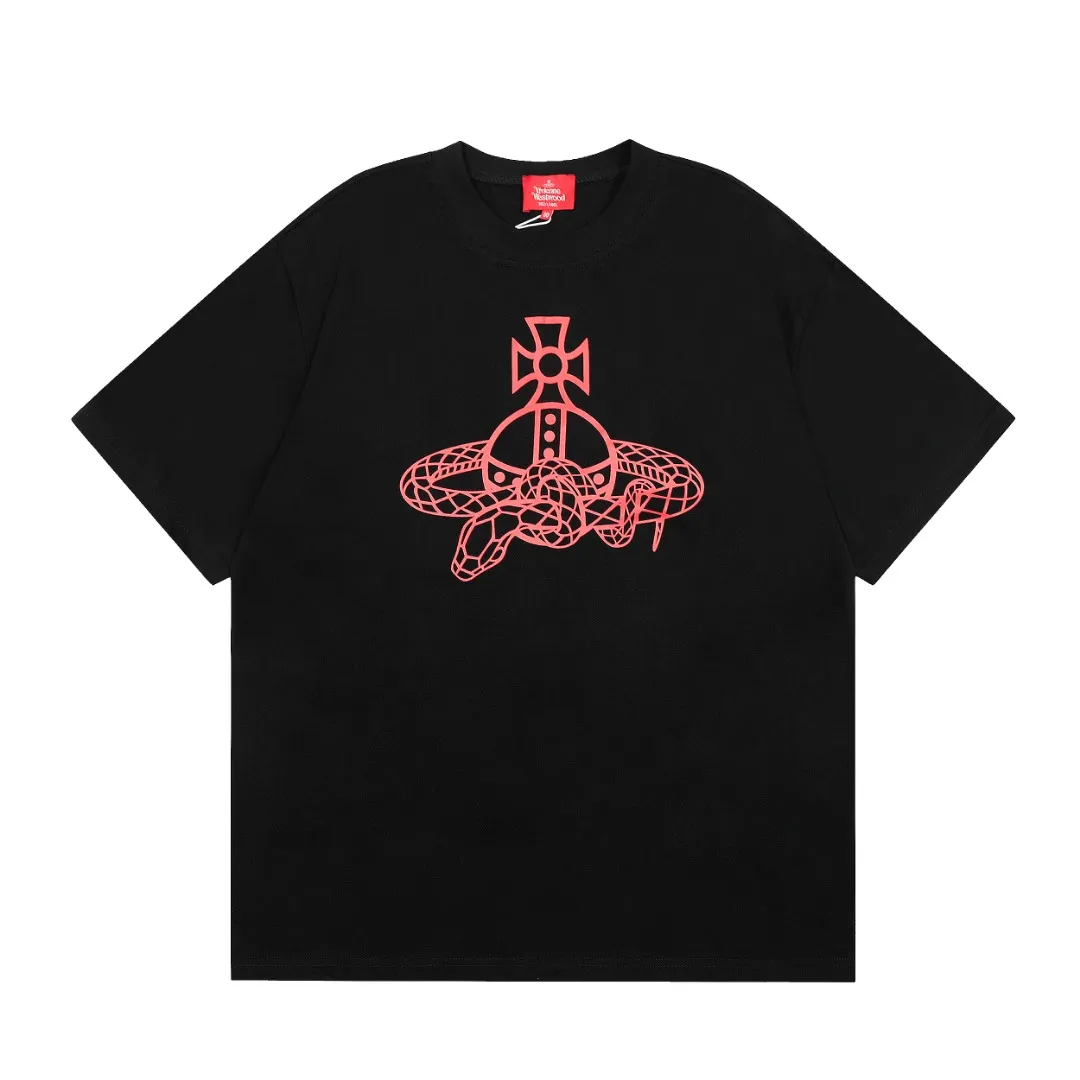 VIVI990# "Top hot style" vivienne west wood Western Wood Queen Mother Year of the Snake limited short sleeves 2025 top hot style 240g 32 count high-density double yarn pure cotton, comfortable fabric Size: XS-L Color: white red black red pink